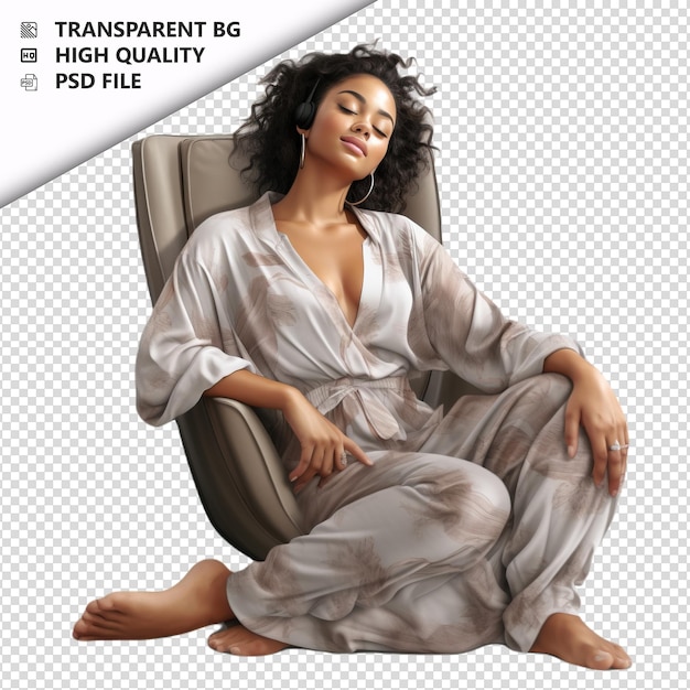 PSD zwarte vrouw ontspannen ultra realistische stijl witte achtergrond