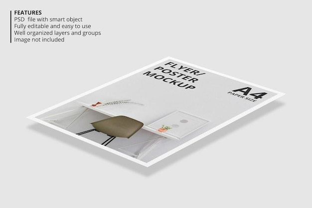 PSD zwevend flyer-brochure mockup-ontwerp