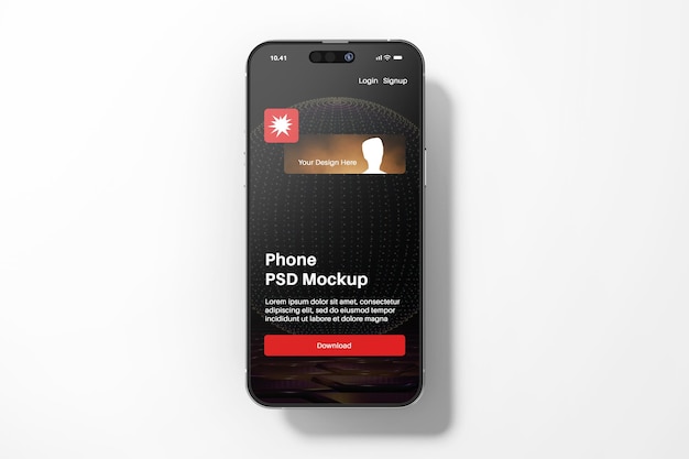 Zwevende bovenaanzicht telefoon 14 pro max met mockup-sjabloon voor scherm