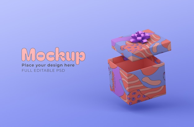 PSD zwevende geschenkdoos mockup