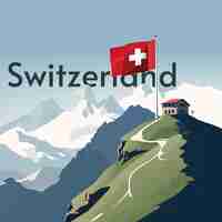 PSD zwitsers landschap met bewerkbare tekst-effect