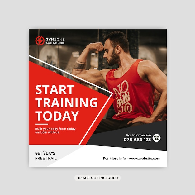 Zym or fitness social media post design or instagram template