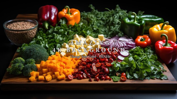 PSD żywy rainbow vegetable medley kulinarne arcydzieło