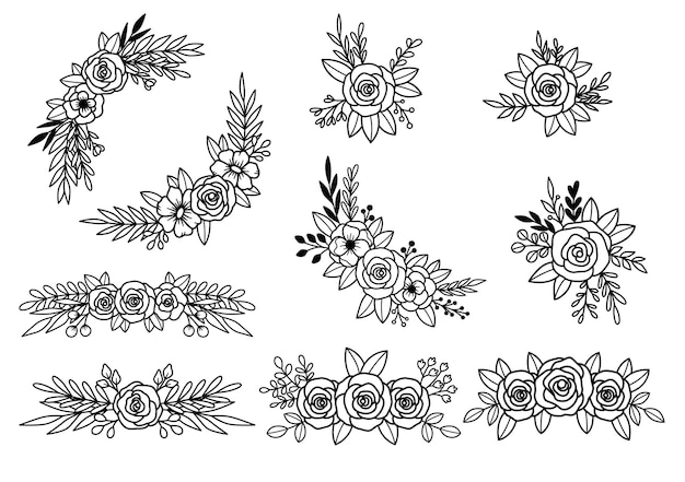 0001 handgetekende bloemen doodle