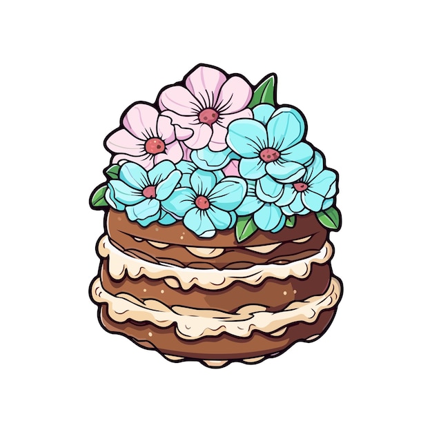 001 adesivo di torta alla gioia delle mandorle colori freschi e illustrazione di clipart kawaii