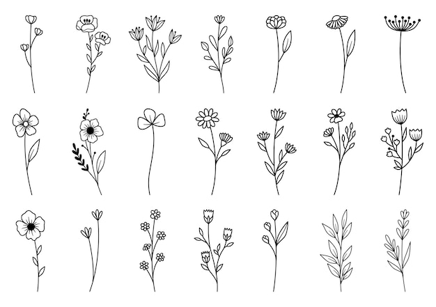 0019 hand drawn flowers doodle