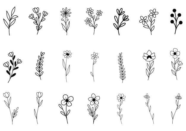 0024 hand drawn flowers doodle