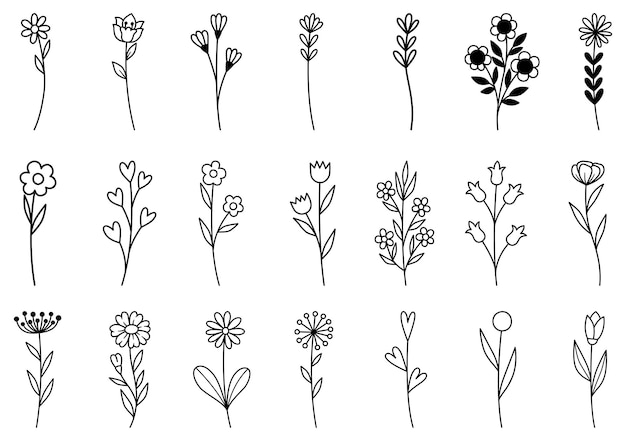 0028 hand drawn flowers doodle