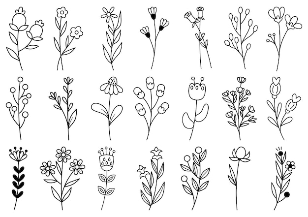 0031 hand drawn flowers doodle
