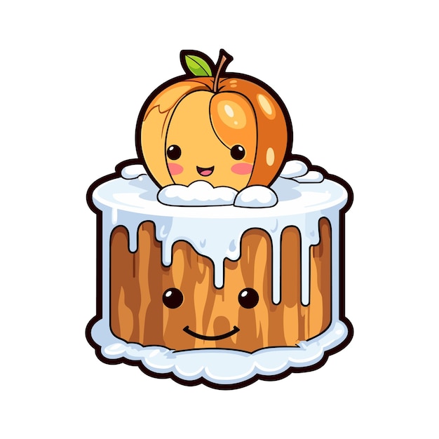 009 caramel apple spice cake sticker cool colors and kawaii clipart illustration