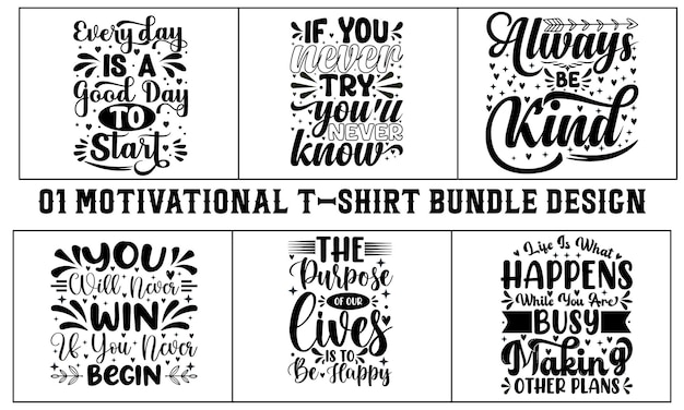 Vector 01 motivational tshirt bundle design template