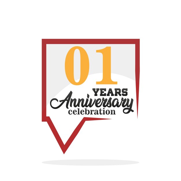 Vettore celebrazione dell'anniversario di 01 anni. logo dell'anniversario con disegno vettoriale a bolle vocali.