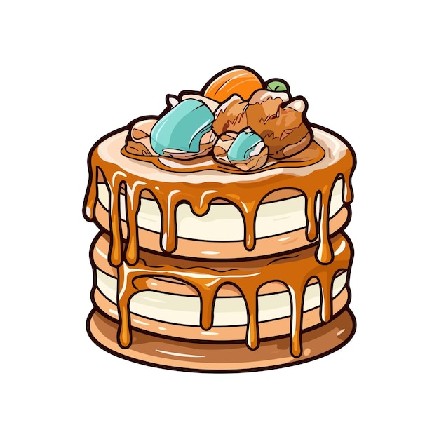 010 caramel pecan cake sticker cool colors and kawaii clipart illustration