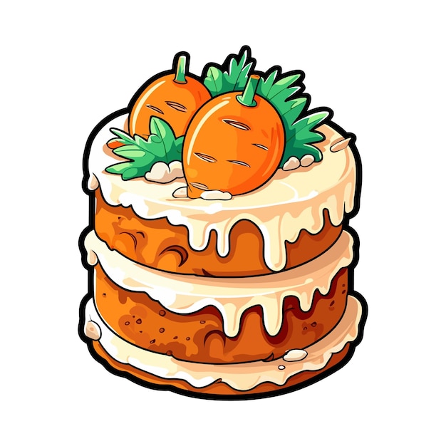 011 carrot cake sticker cool colors and kawaii clipart illustration