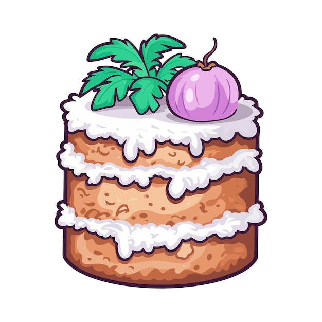 015 coconut cream cake sticker cool colors and kawaii clipart illustration