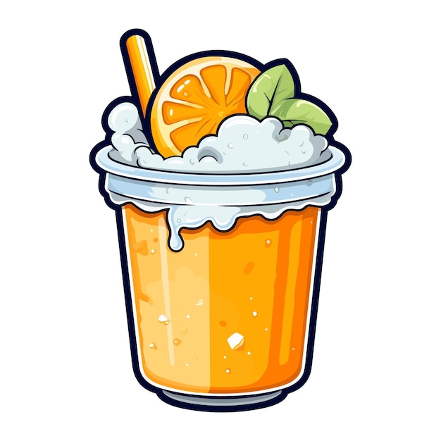 Vector 017 oranje creamsicle smoothie sticker koele kleuren kawaii clip art illustratie