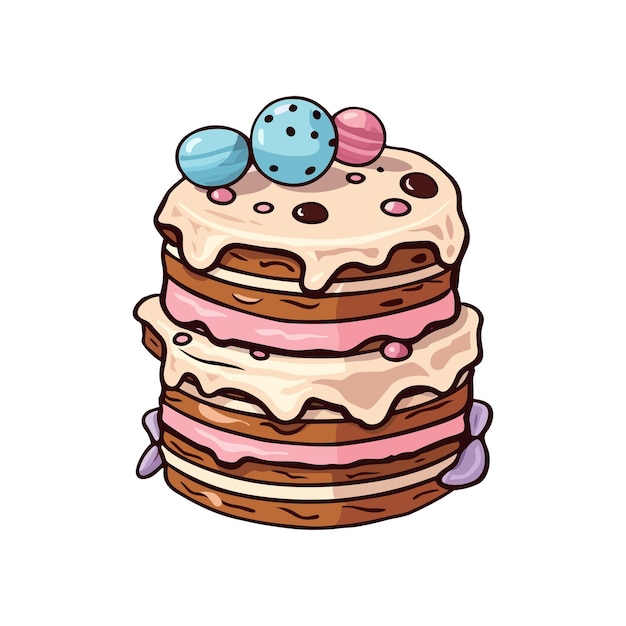 018 cookies and cream cake sticker cool colors and kawaii clipart illustration