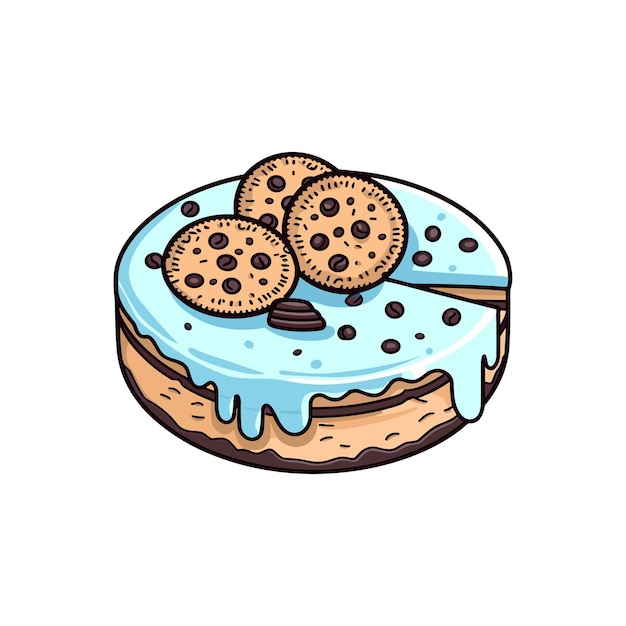 Vector 019 cookies and cream cheesecake sticker cool colors and kawaii clipart illustration