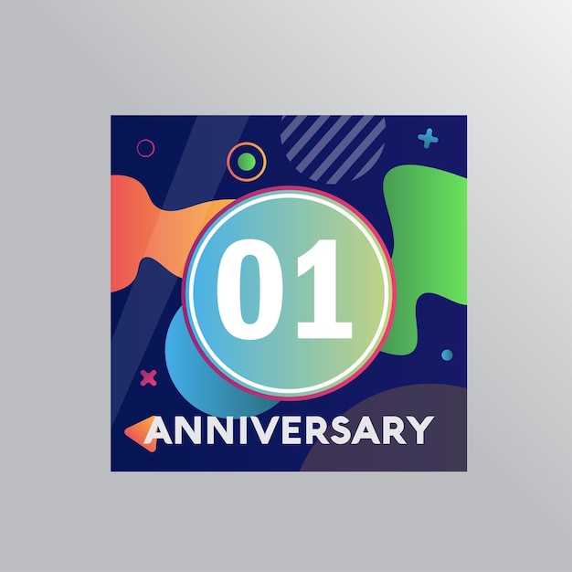 Vector 01st years anniversary logo, vector design birthday celebration with colourful background