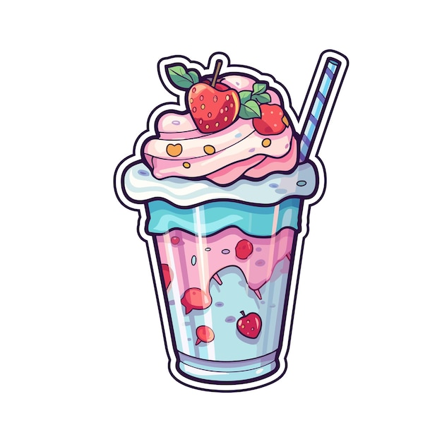 Vector 020 milkshake sticker cool colors kawaii clip art illustration