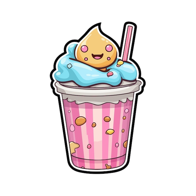 020 milkshake sticker koele kleuren kawaii clip art illustratie