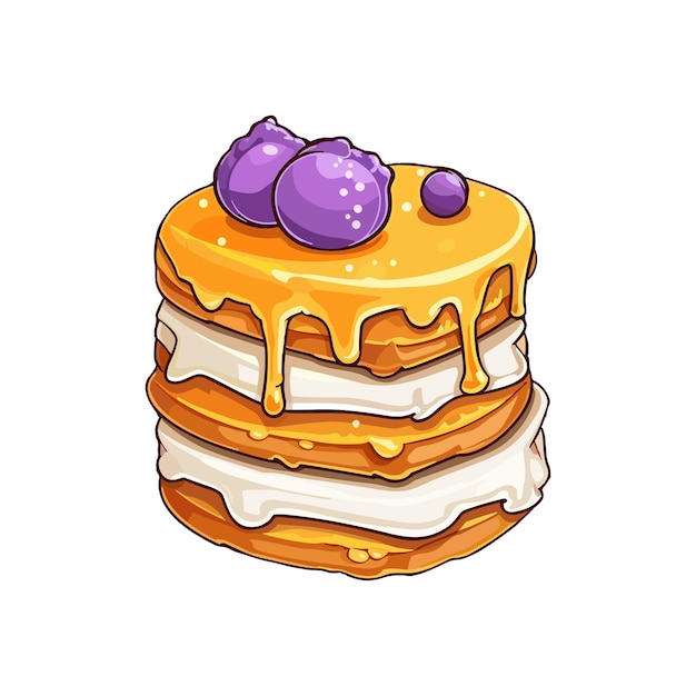 021 honey lavender cake sticker cool colors and kawaii clipart illustration