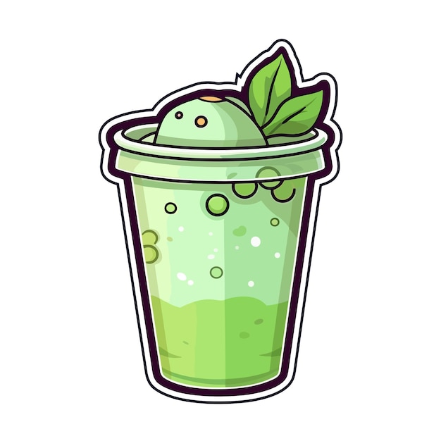 Vector 022 matcha latte sticker cool colors kawaii clip art illustration