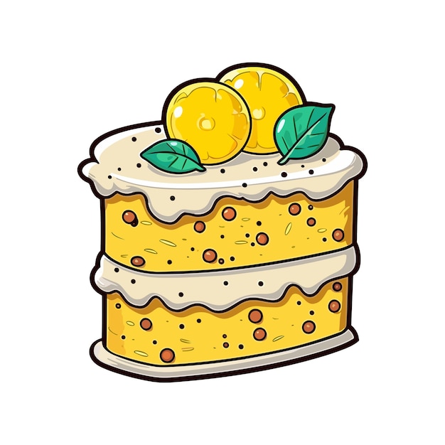 025 lemon poppy seed cake sticker cool colors and kawaii clipart illustration