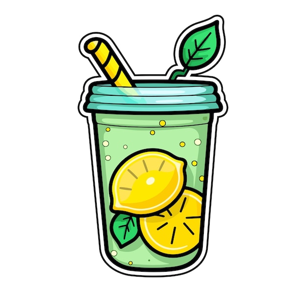 026 limonata adesivo colori freddi kawaii clip art illustrazione