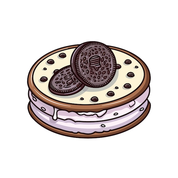 030 oreo cheesecake sticker cool colors and kawaii clipart illustration