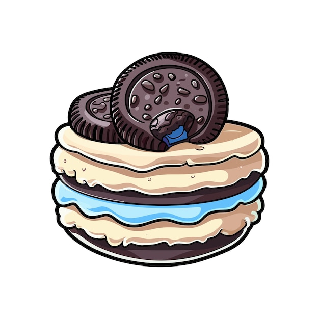 030 oreo cheesecake sticker colori freschi e illustrazione di kawaii clipart