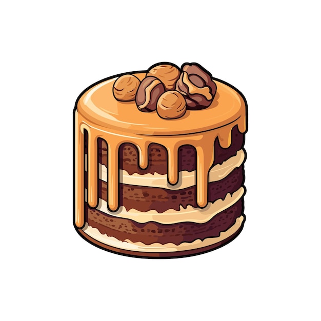 032 peanut butter chocolate cake sticker cool colors and kawaii clipart illustration