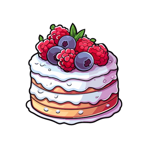 035 raspberry almond cake sticker cool colors and kawaii clipart illustration