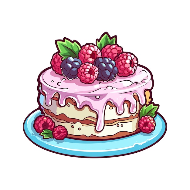 036 raspberry witte chocoladekoek sticker koele kleuren en kawaii clipart illustratie 04