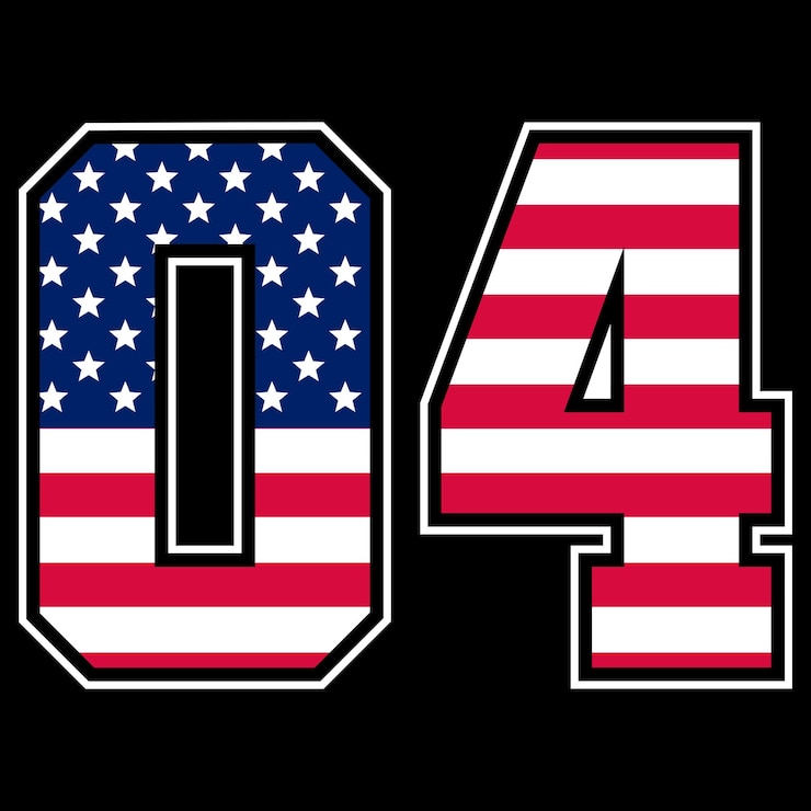 Vector 04 american flag varsity style number for patriotic design
