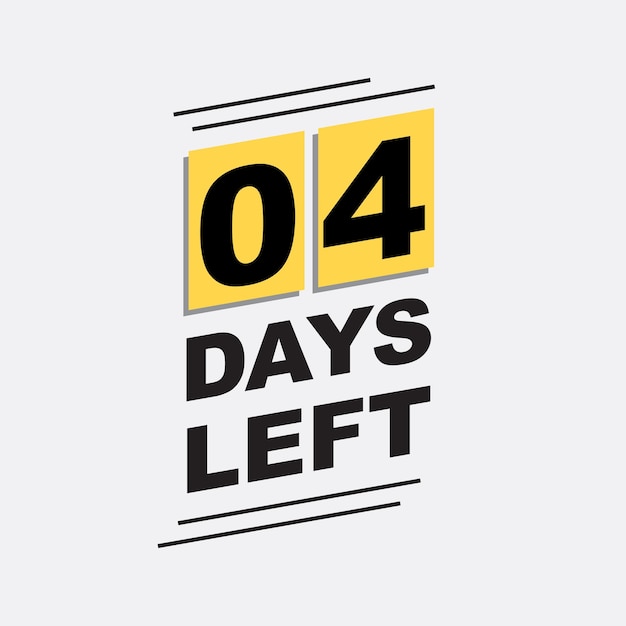 04 days left text countdown badge black and yellow calendar text for stores businesses releases