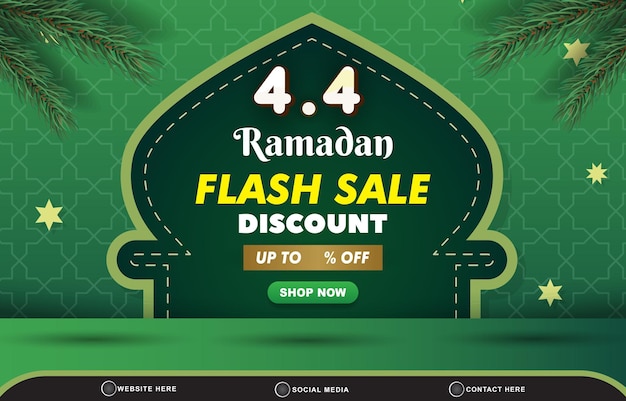 0404 ramadan flash sale discount template banner with copy space for product sale with abstract gradient green background design