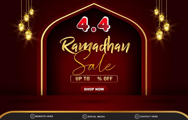 Vector 0404 ramadan sale discount template banner with copy space for product sale with abstract gradient dark red background design