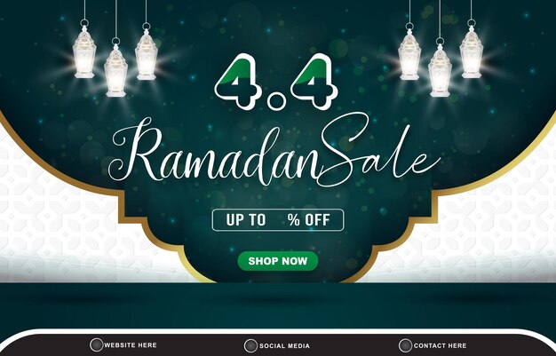 0404 ramadan verkoop korting sjabloon banner met kopieerruimte voor productverkoop met abstract verloop groen en wit achtergrondontwerp