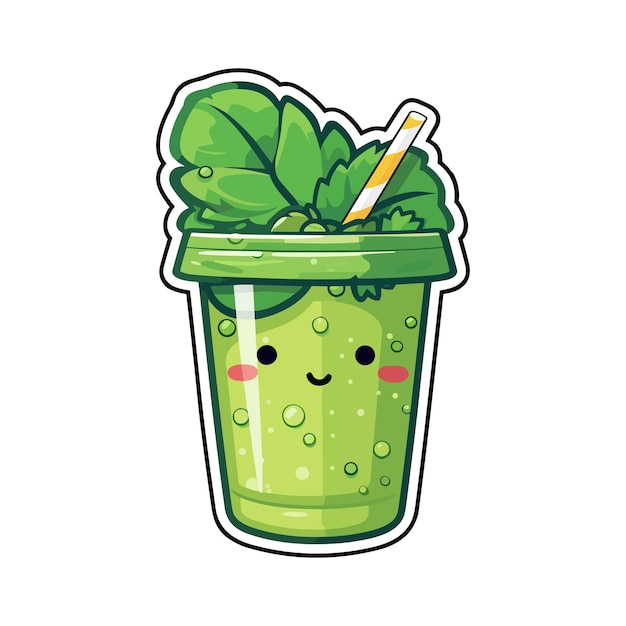 Vector 044 green smoothie sticker cool colors kawaii clip art illustration
