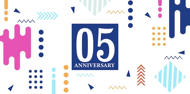 Vector 05 year anniversary abstract on white background with geometrical shapes vector design