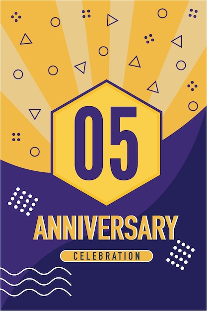 Vector 05 year anniversary celebration vector template . anniversary concept template design.