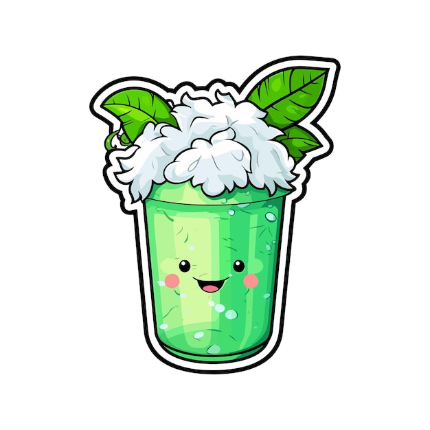 Vector 054 coconut mojito mocktail sticker cool colors kawaii clip art illustration01