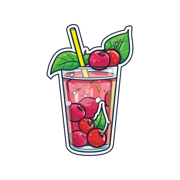 Vector 057 cherry lime spritzer sticker cool colors kawaii clip art illustration