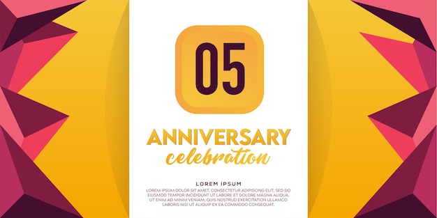 Vector 05th years anniversary celebration design with red and orange colour vector design.