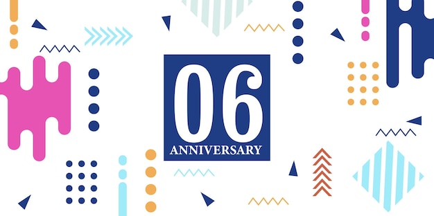 06 year anniversary abstract on white background with geometrical shapes vector design