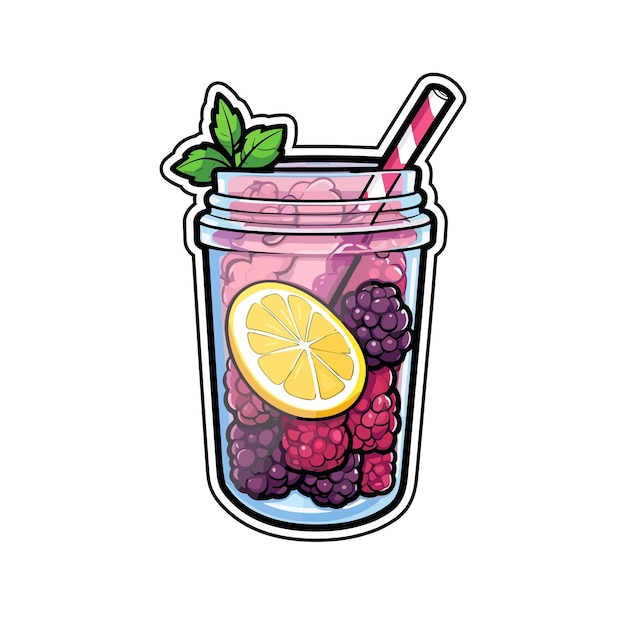 Vector 062 blackberry lemonade sticker cool colors kawaii clip art illustration