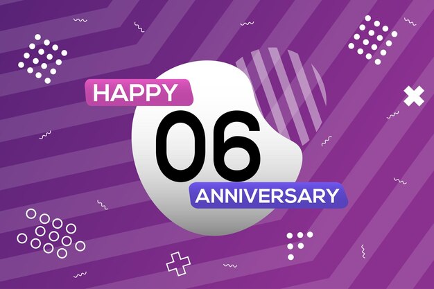 Vector 06th year anniversary logo vector design anniversary celebration with colorful geometric shape