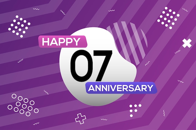 Vector 07th year anniversary logo vector design anniversary celebration with colorful geometric shape