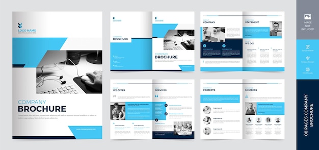 Vector 08 pages corporate brochure template layout design